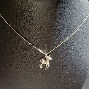 Sterling Silver Horse Chain Necklace 20 In Long
